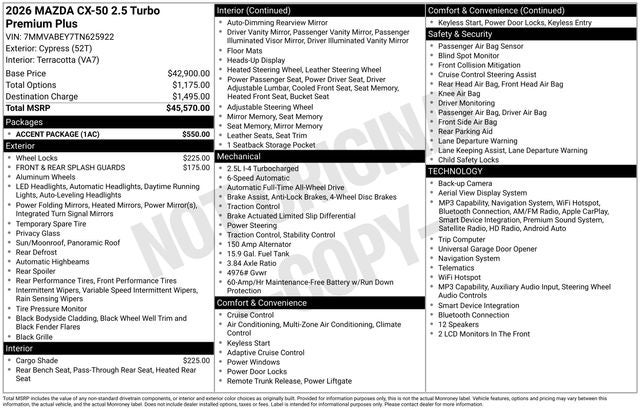 2026 Mazda Mazda CX-50 2.5 Turbo Premium Plus AWD