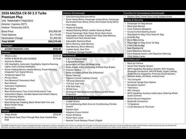 2026 Mazda Mazda CX-50 2.5 Turbo Premium Plus AWD