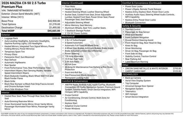 2026 Mazda Mazda CX-50 2.5 Turbo Premium Plus AWD