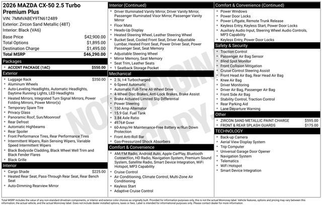 2026 Mazda Mazda CX-50 2.5 Turbo Premium Plus AWD