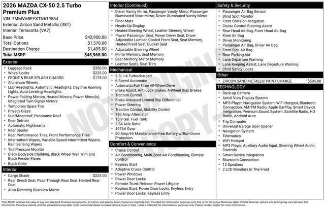 2026 Mazda Mazda CX-50 2.5 Turbo Premium Plus AWD