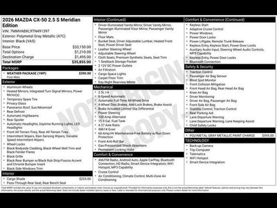 2026 Mazda Mazda CX-50 2.5 S Meridian Edition AWD