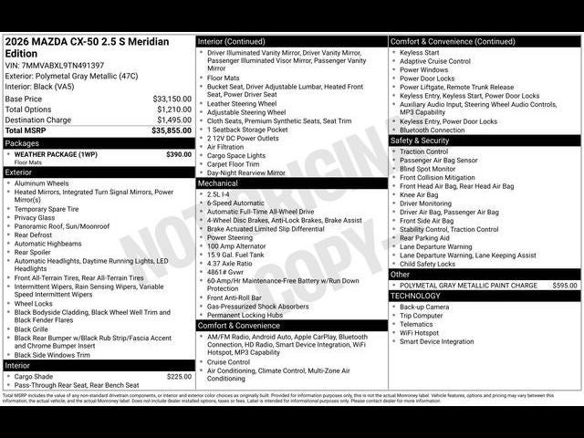 2026 Mazda Mazda CX-50 2.5 S Meridian Edition AWD