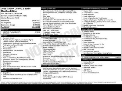 2026 Mazda Mazda CX-50 2.5 Turbo Meridian Edition AWD