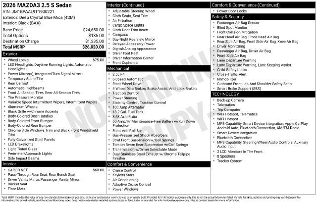 2026 Mazda Mazda3 Sedan 2.5 S