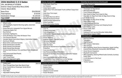 2026 Mazda Mazda3 Sedan 2.5 S