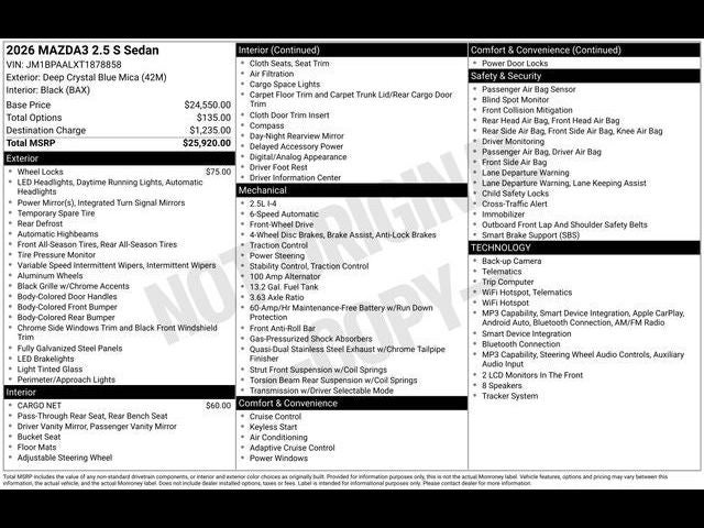 2026 Mazda Mazda3 Sedan 2.5 S