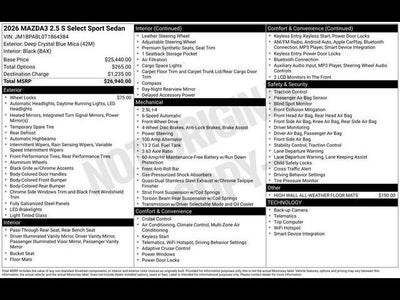 2026 Mazda Mazda3 Sedan 2.5 S Select Sport