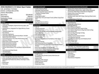 2026 Mazda Mazda3 Sedan 2.5 S Select Sport