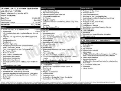 2026 Mazda Mazda3 Sedan 2.5 S Select Sport