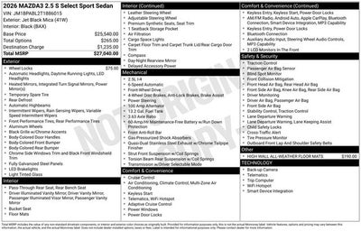 2026 Mazda Mazda3 Sedan 2.5 S Select Sport