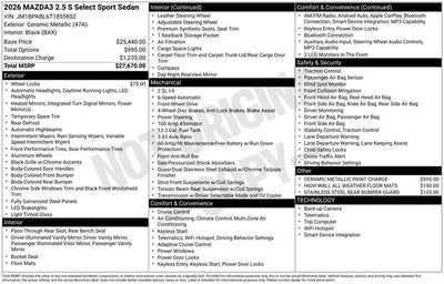 2026 Mazda Mazda3 Sedan 2.5 S Select Sport