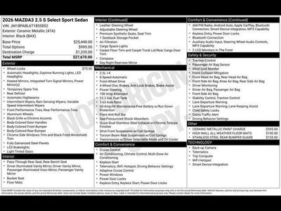 2026 Mazda Mazda3 Sedan 2.5 S Select Sport