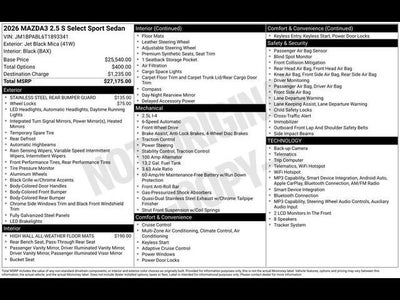 2026 Mazda Mazda3 Sedan 2.5 S Select Sport