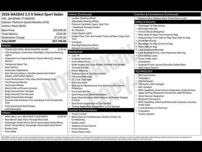2026 Mazda Mazda3 Sedan 2.5 S Select Sport