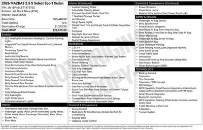 2026 Mazda Mazda3 Sedan 2.5 S Select Sport