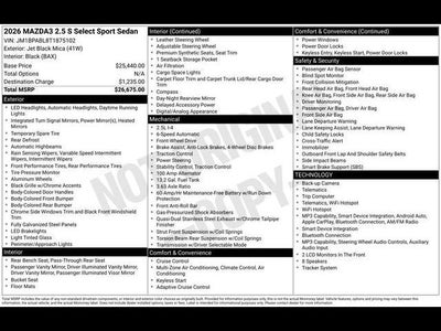 2026 Mazda Mazda3 Sedan 2.5 S Select Sport