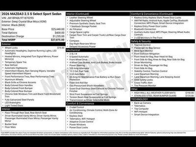 2026 Mazda Mazda3 Sedan 2.5 S Select Sport