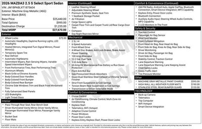 2026 Mazda Mazda3 Sedan 2.5 S Select Sport