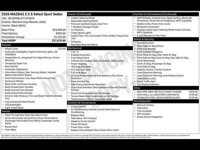 2026 Mazda Mazda3 Sedan 2.5 S Select Sport