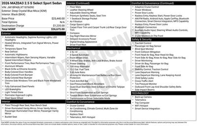 2026 Mazda Mazda3 Sedan 2.5 S Select Sport