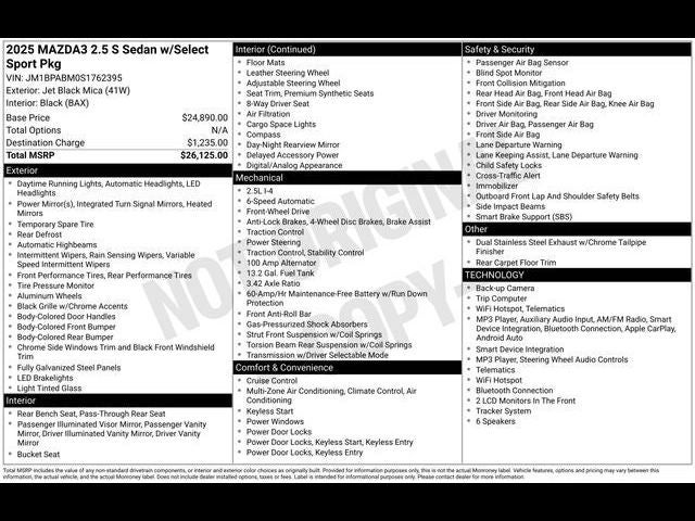 2025 Mazda Mazda3 2.5 S Select Sport