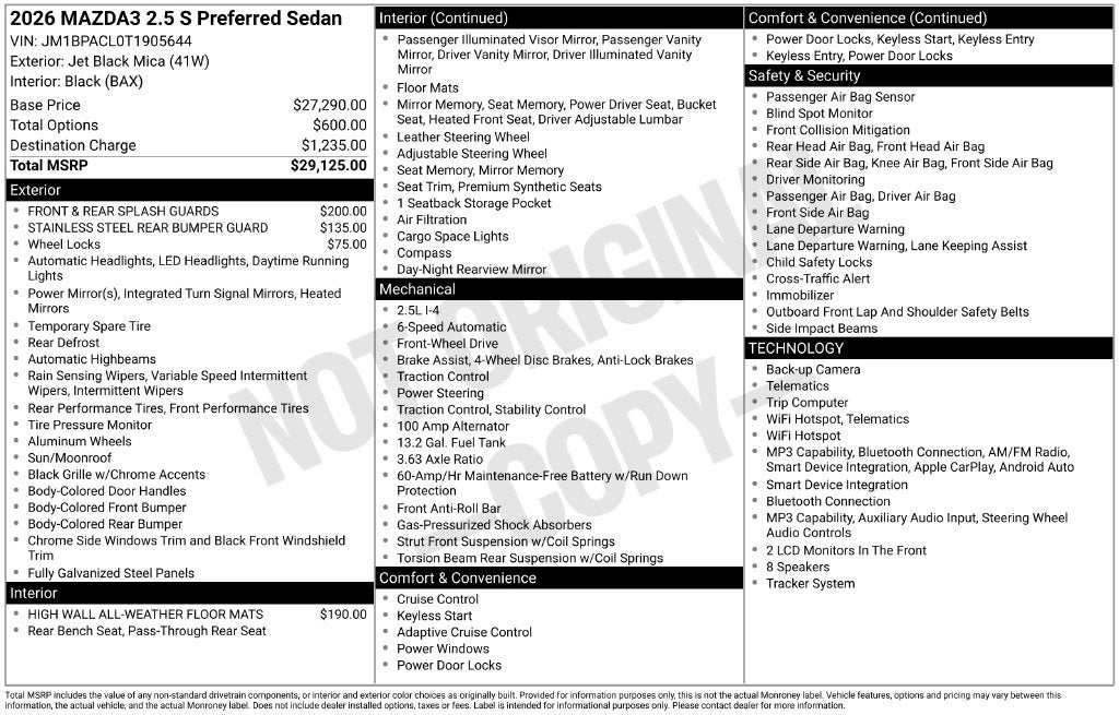 2026 Mazda Mazda3 Sedan 2.5 S Preferred