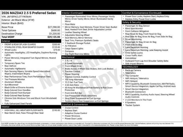 2026 Mazda Mazda3 Sedan 2.5 S Preferred