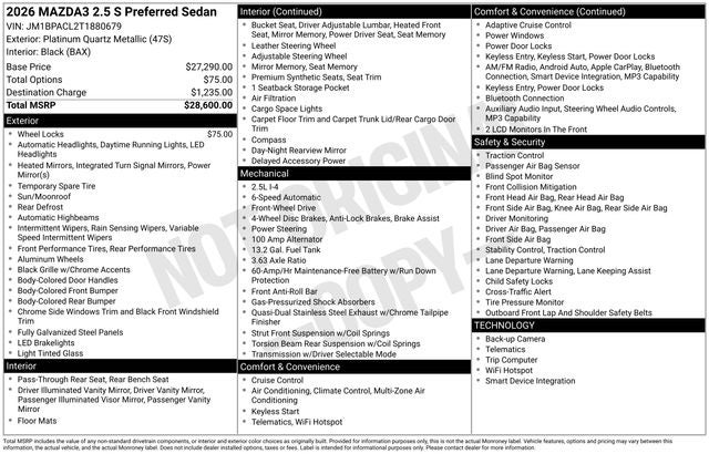 2026 Mazda Mazda3 2.5 S Preferred