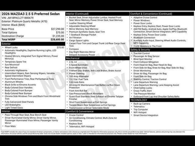 2026 Mazda Mazda3 Sedan 2.5 S Preferred