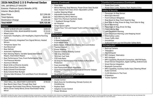 2026 Mazda Mazda3 Sedan 2.5 S Preferred