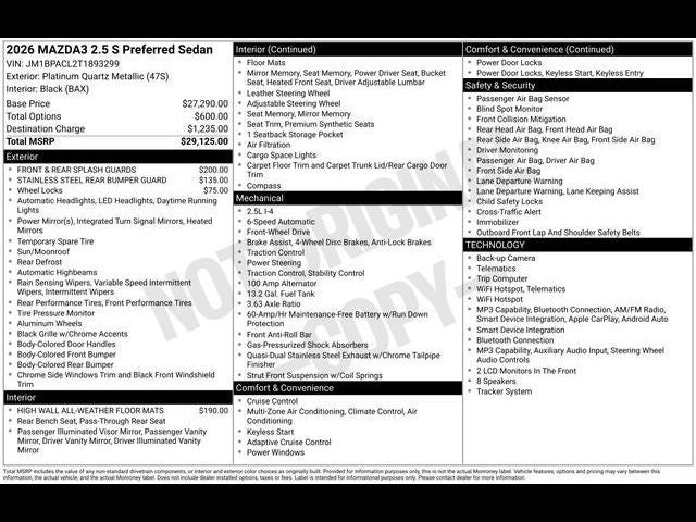 2026 Mazda Mazda3 Sedan 2.5 S Preferred