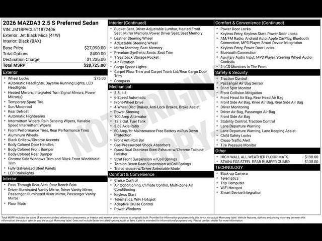 2026 Mazda Mazda3 Sedan 2.5 S Preferred
