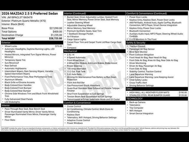 2026 Mazda Mazda3 Sedan 2.5 S Preferred