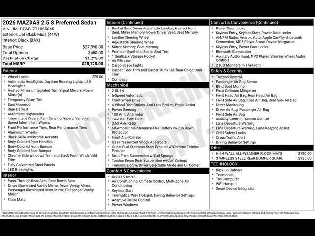 2026 Mazda Mazda3 Sedan 2.5 S Preferred