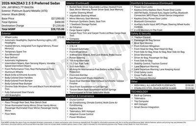 2026 Mazda Mazda3 Sedan 2.5 S Preferred