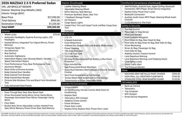 2026 Mazda Mazda3 2.5 S Preferred