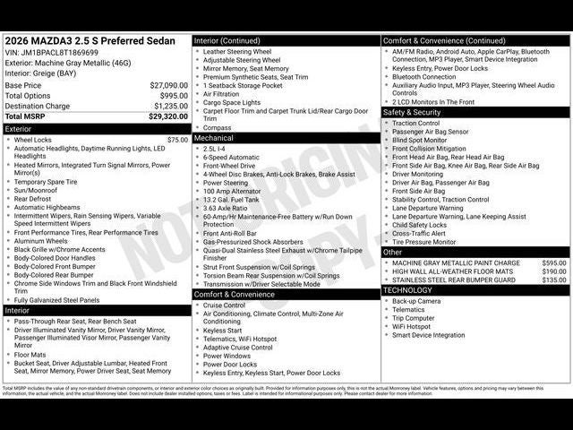 2026 Mazda Mazda3 Sedan 2.5 S Preferred