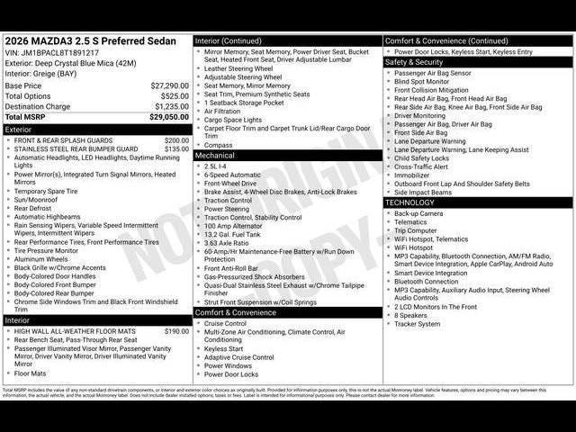 2026 Mazda Mazda3 Sedan 2.5 S Preferred