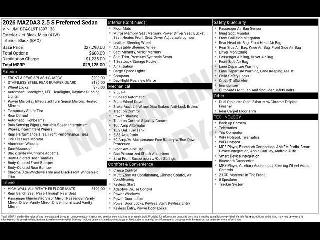 2026 Mazda Mazda3 Sedan 2.5 S Preferred