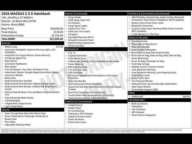 2026 Mazda Mazda3 Hatchback 2.5 S