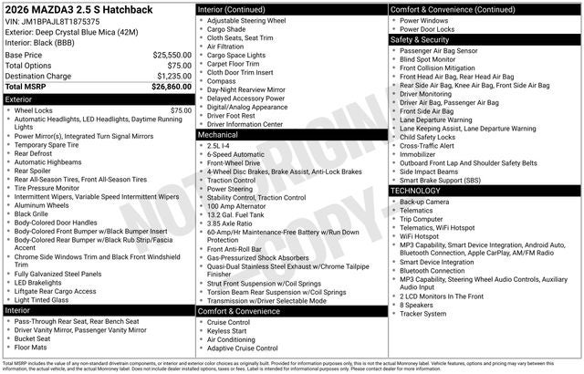 2026 Mazda Mazda3 Hatchback 2.5 S