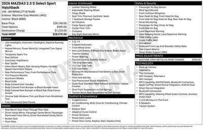 2026 Mazda Mazda3 Hatchback 2.5 S Select Sport