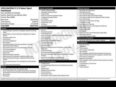 2026 Mazda Mazda3 Hatchback 2.5 S Select Sport