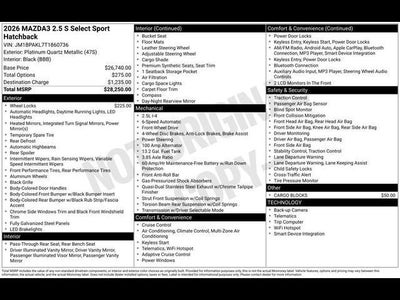 2026 Mazda Mazda3 Hatchback 2.5 S Select Sport