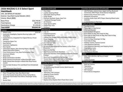 2026 Mazda Mazda3 Hatchback 2.5 S Select Sport