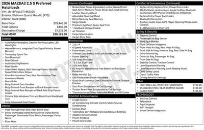 2026 Mazda Mazda3 Hatchback 2.5 S Preferred