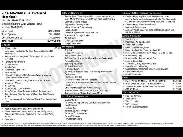 2026 Mazda Mazda3 Hatchback 2.5 S Preferred