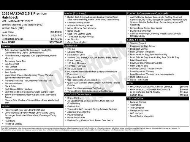 2026 Mazda Mazda3 Hatchback 2.5 S Premium