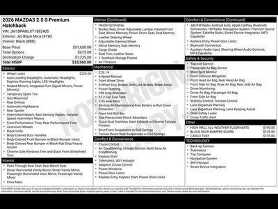 2026 Mazda Mazda3 Hatchback 2.5 S Premium